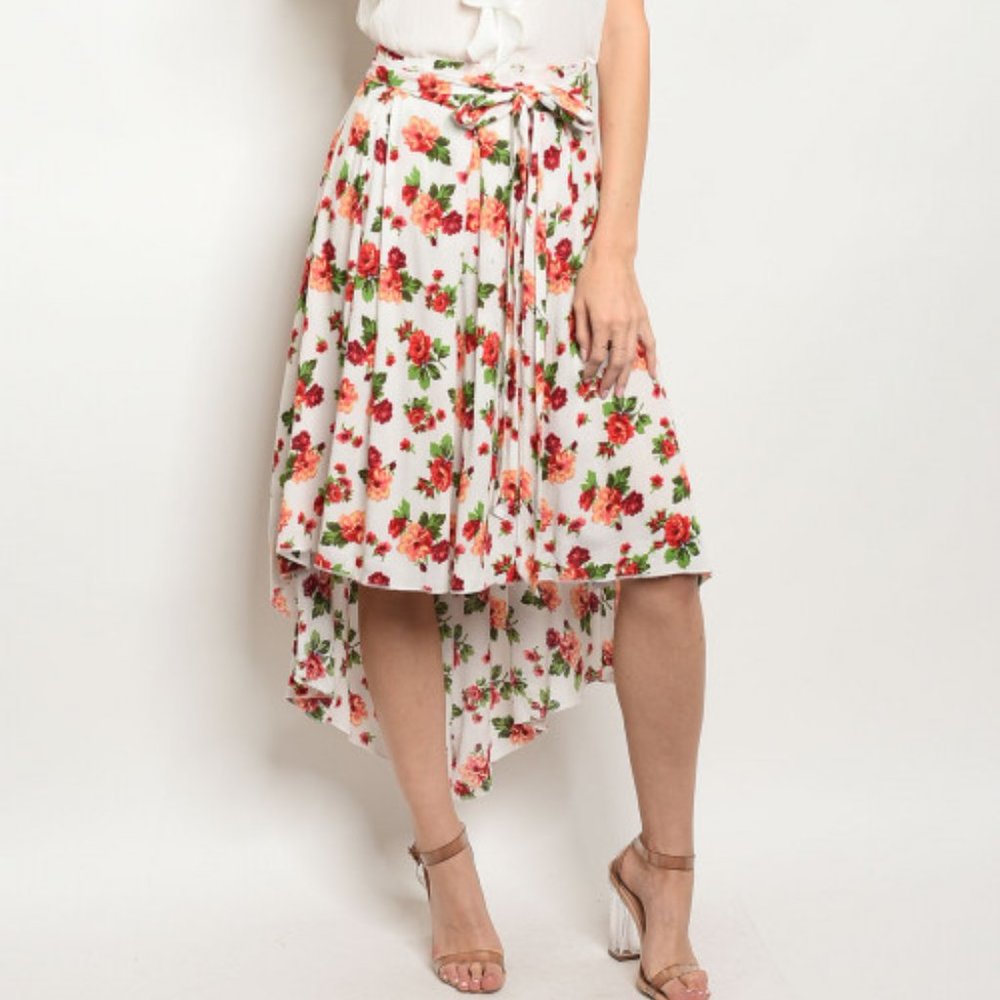Ivory Floral Maxi Skirt
